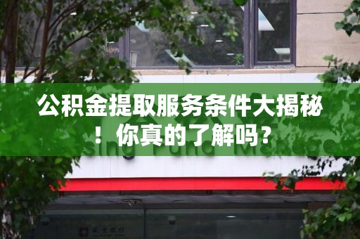 阜南公积金提取服务条件大揭秘！你真的了解吗？