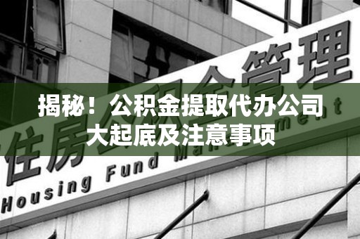 阜南揭秘！公积金提取代办公司大起底及注意事项