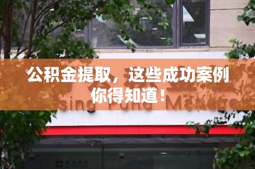 阜南公积金提取，这些成功案例你得知道！