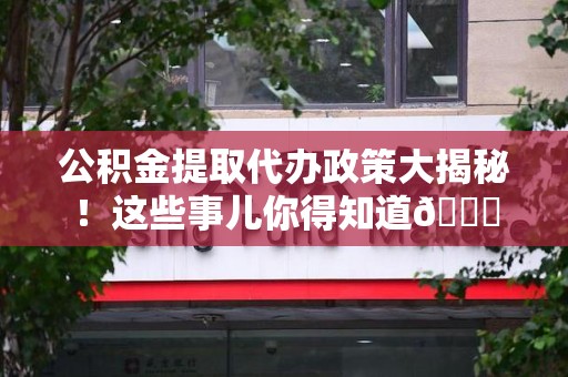 阜南公积金提取代办政策大揭秘!这些事儿你得知道😎 阜南公积金提取代办政策大揭秘!这些事儿你得知道😎