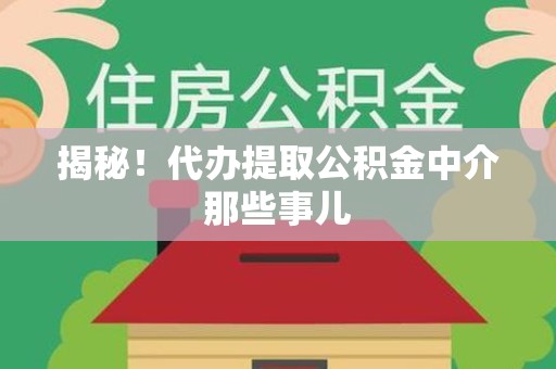 阜南揭秘！代办提取公积金中介那些事儿